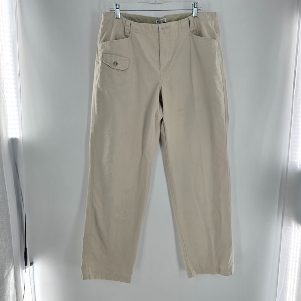 Columbia Khaki Pants Size 14 Sand Tan Twill Chino Outdoor Hiking Casual Cotton‎